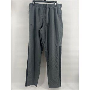 Under Armour Men's Pants Polyester Gray/Black Size XL Windbreaker Straight Loose
